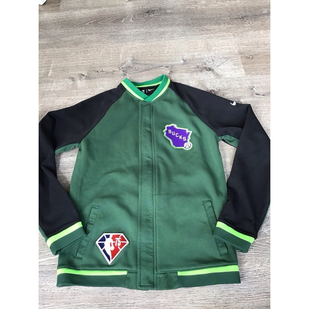 Nike Milwaukee Bucks Youth L Large 14/16 NBA75 Showtime Green Jacket Full Zip